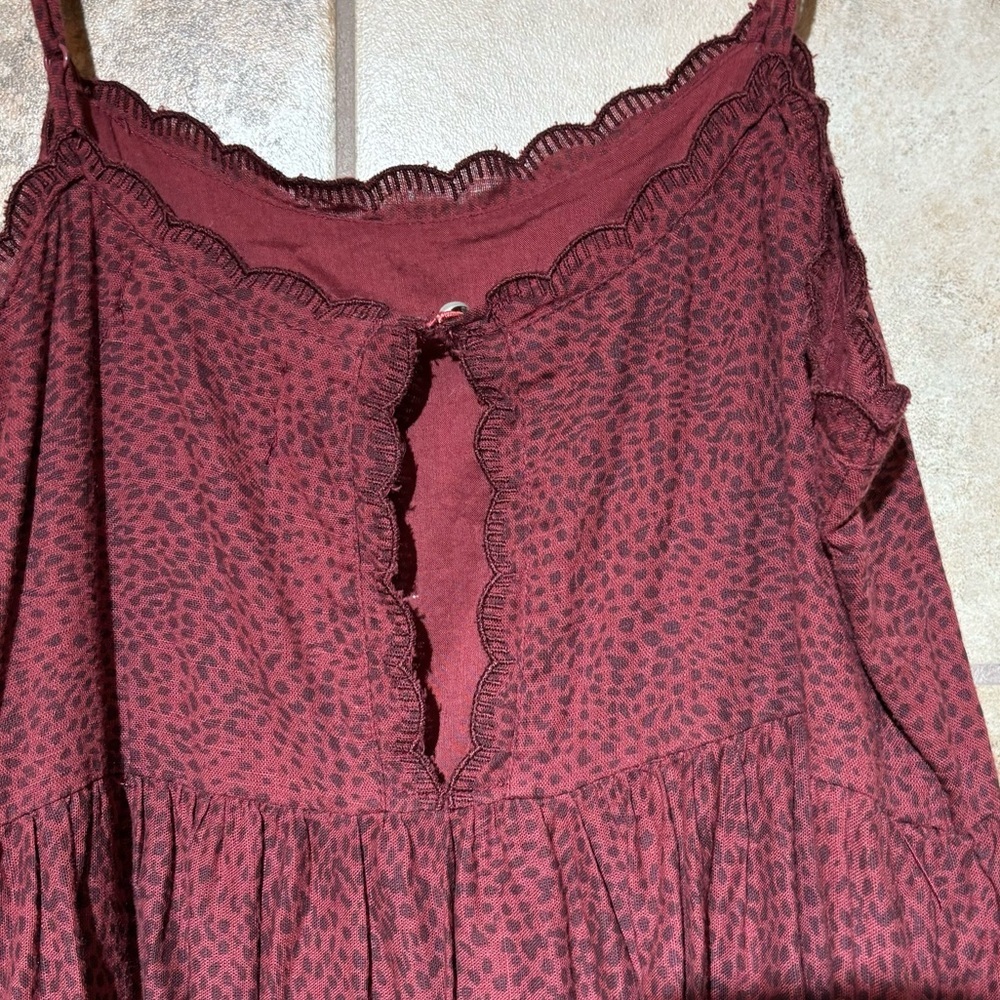 Urban Outfitters Red Mini Dress Small Fit & Flare Sleeveless Tiered Ruffle S - Picture 4 of 6
